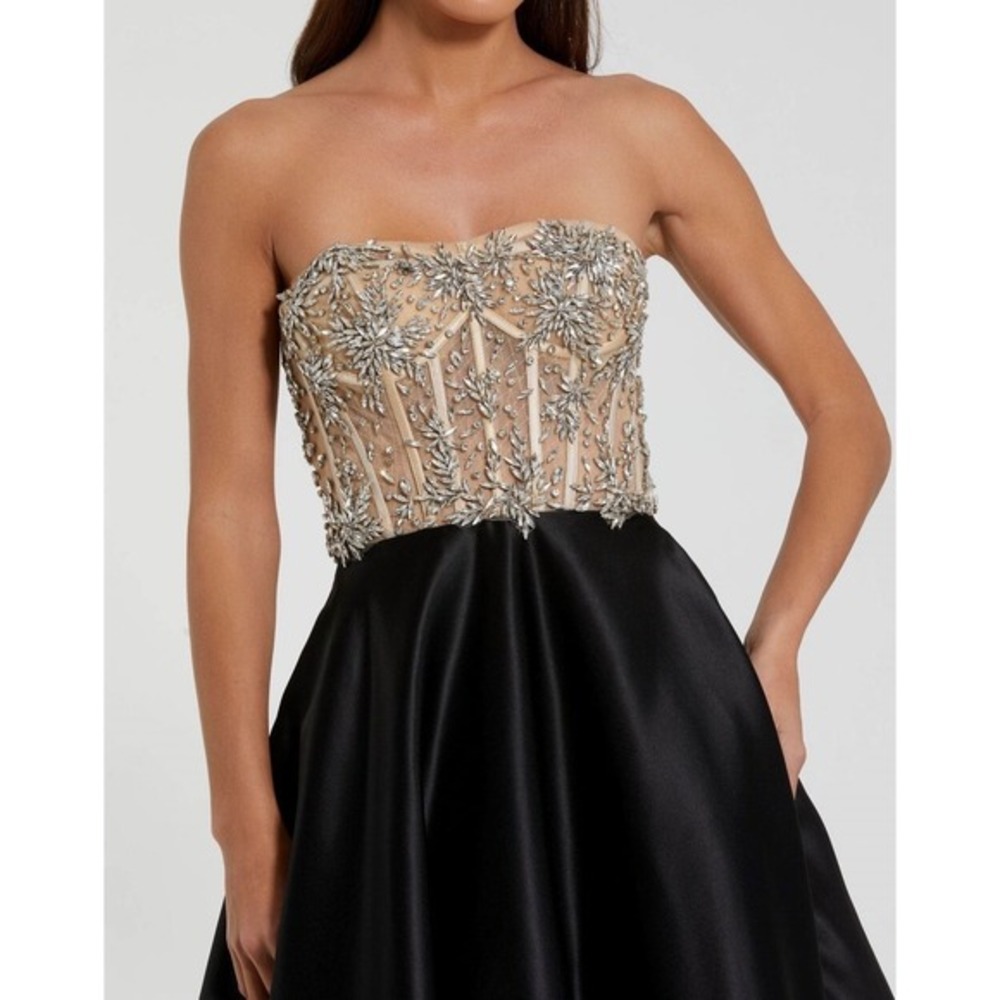 NWT Mac Duggal Black Nude Strapless Embellished Bustier Ball Gown $898 - Size 8 - Picture 5 of 15